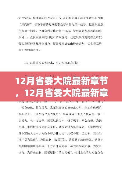 12月省委大院最新章节,治理理念与民众视角的深度探讨