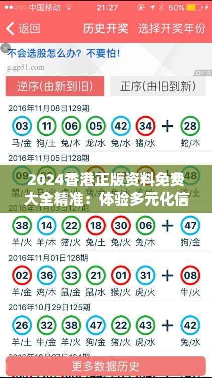 2024香港正版资料免费大全精准:体验多元化信息资源的便捷