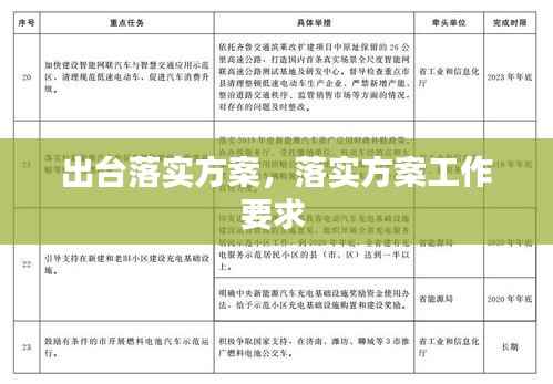 出台落实方案，落实方案工作要求 