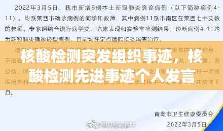核酸检测突发组织事迹,核酸检测先进事迹个人发言稿